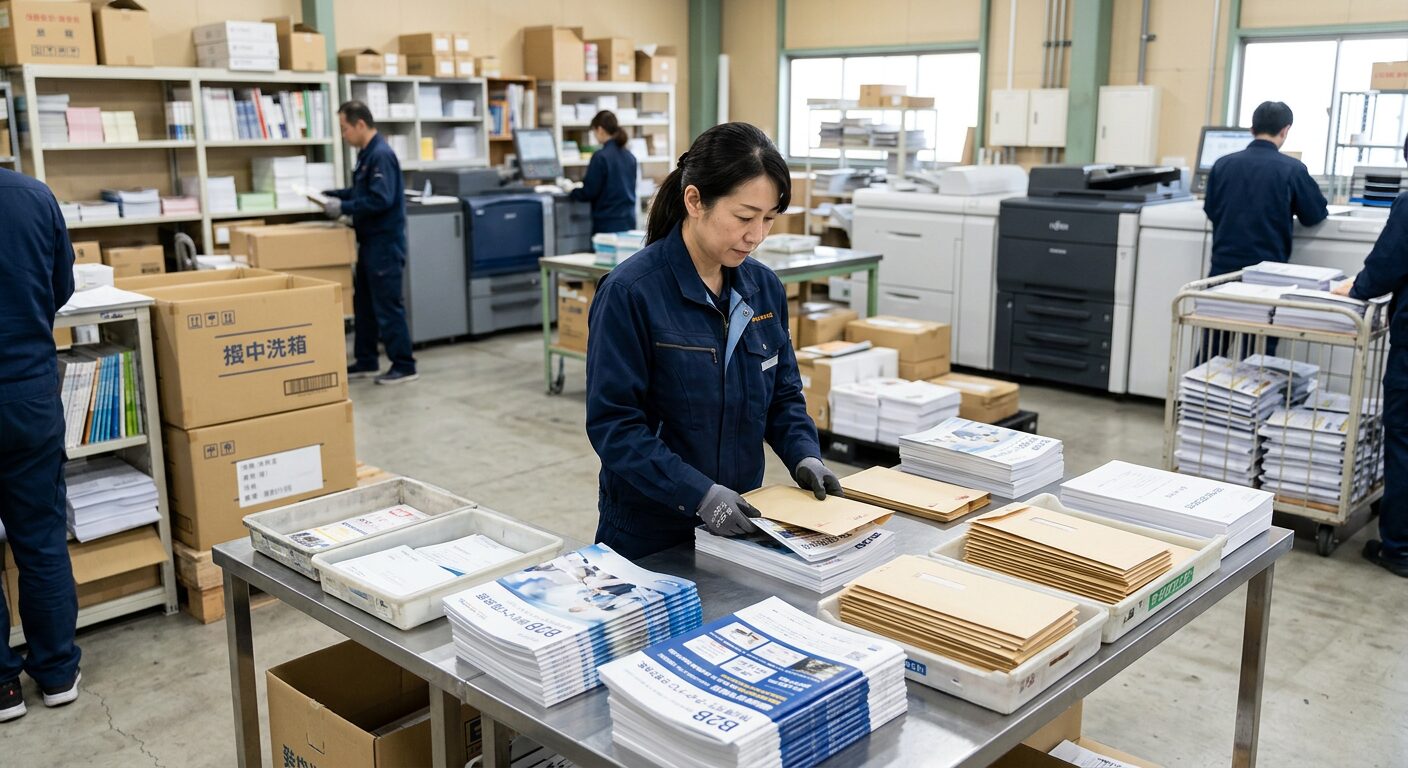 自社内で封入封緘作業をしているイメージ画像