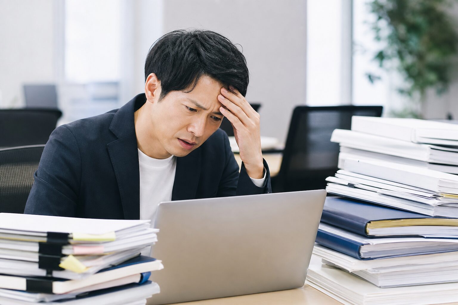 オフィス内で悩んでしまっているイメージ画像