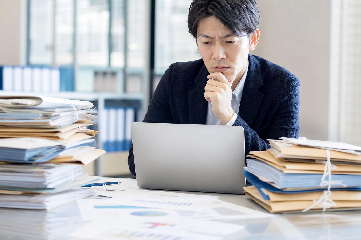 パソコンで業者を調査しているイメージ画像