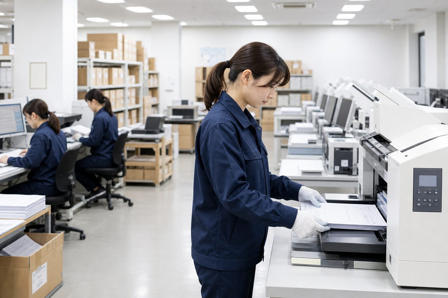 社内で封入封緘からチェック作業までを実施しているイメージ画像