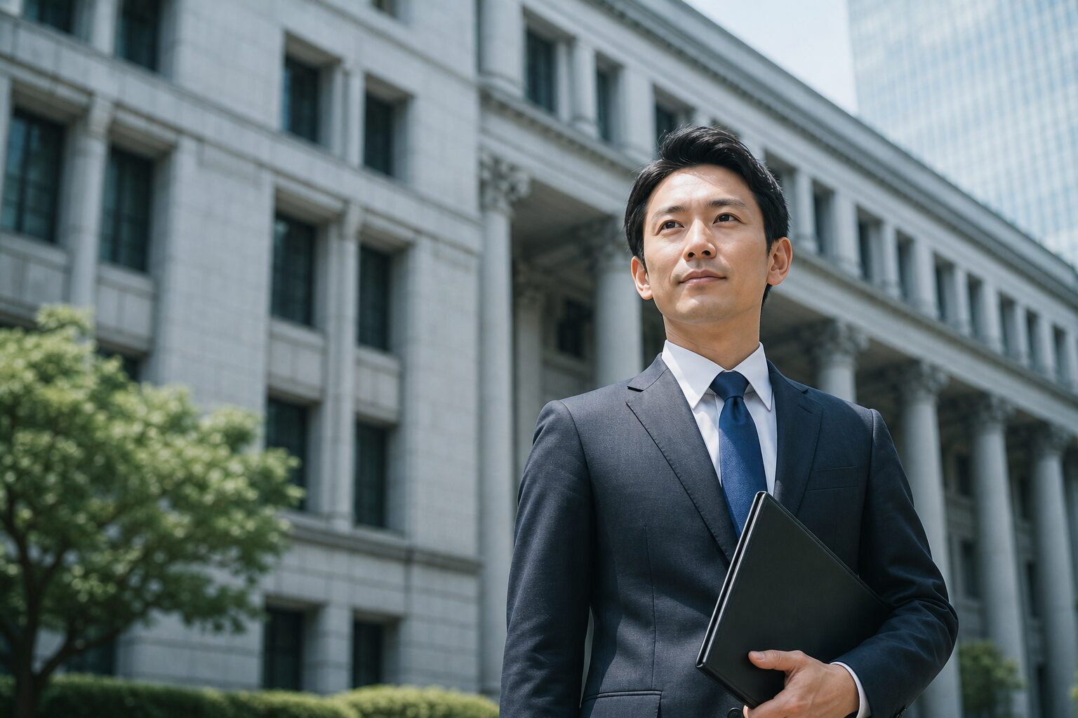 サラリーマンが街中にいるイメージ画像