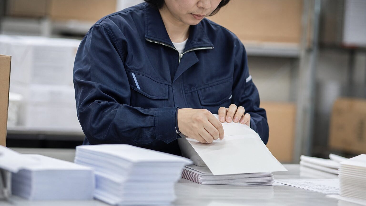 事務職員が封入しているイメージ画像