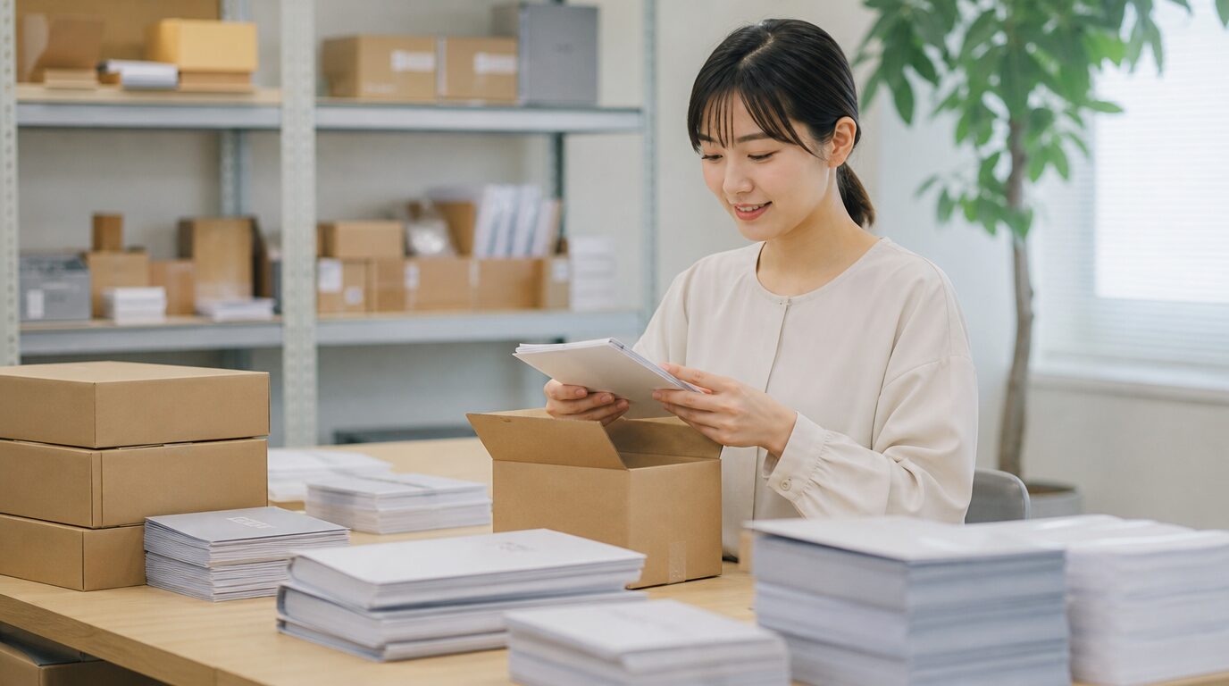 小さな印刷物を封入しているイメージ画像
