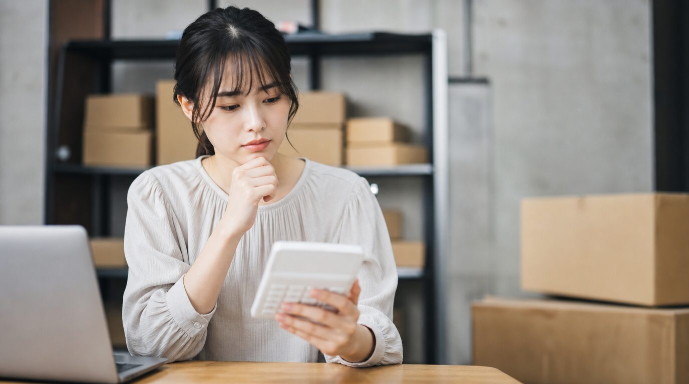 電卓で価格計算をしているイメージ画像