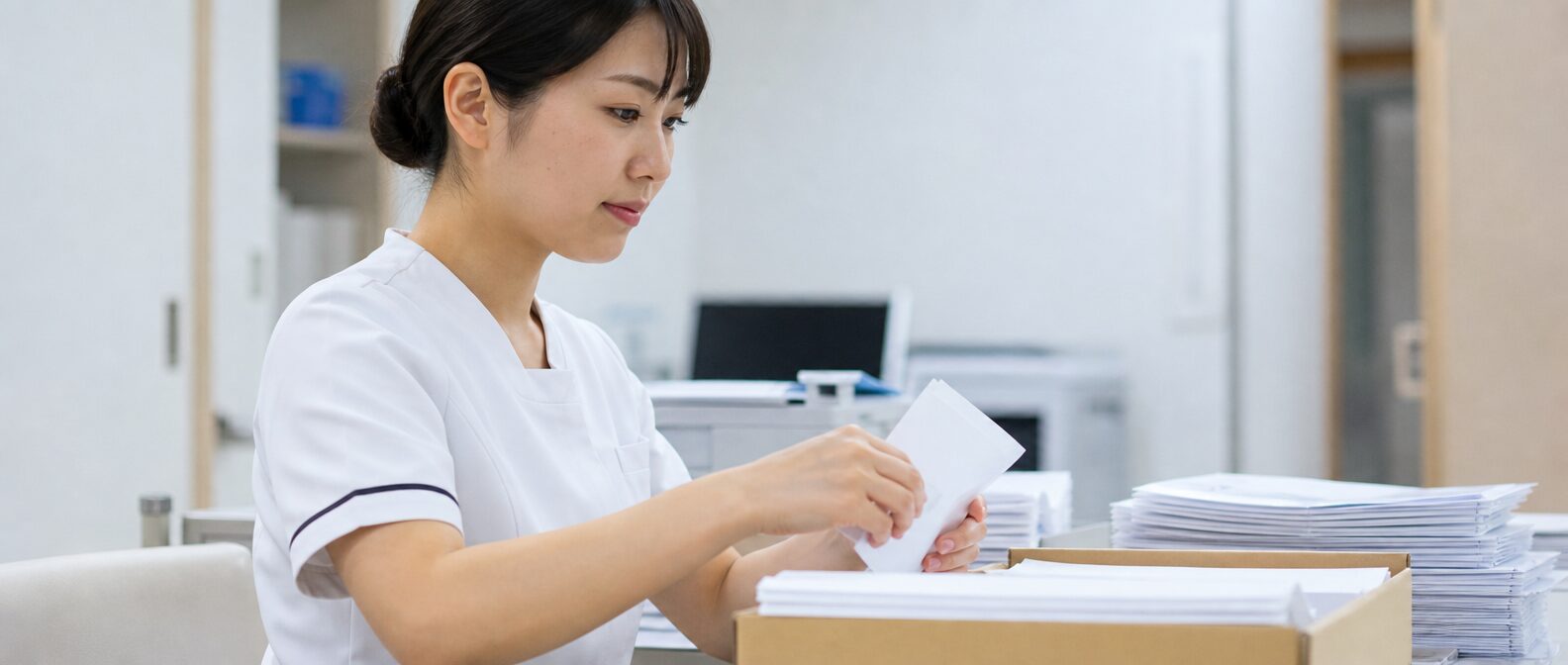 院内で封入作業をしている看護師のイメージ画像