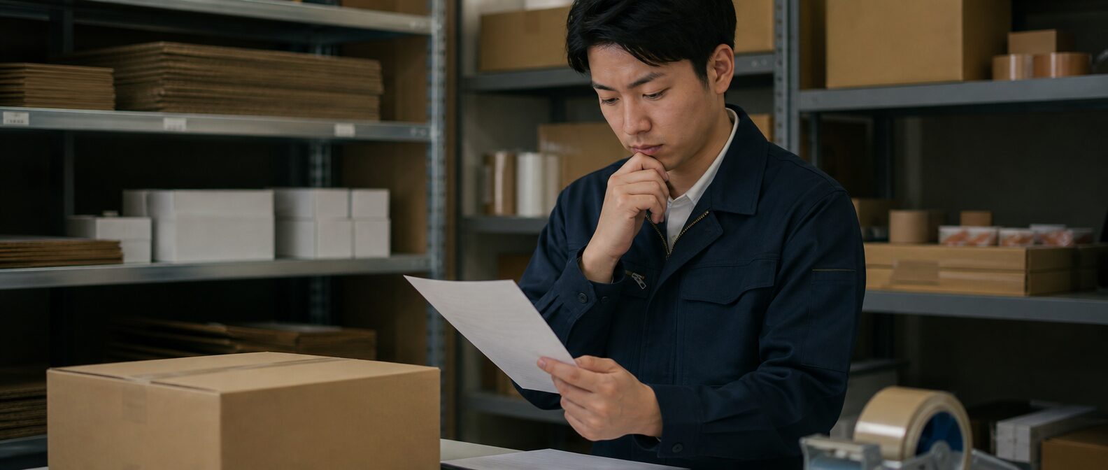 資料から業者を選定しているイメージ画像