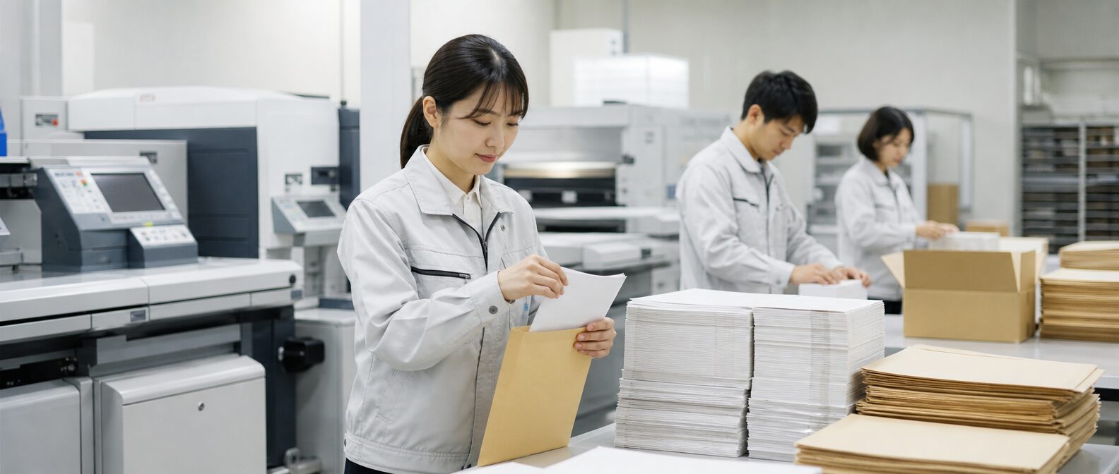 印刷から封入封緘までワンストップで作業しているイメージ画像